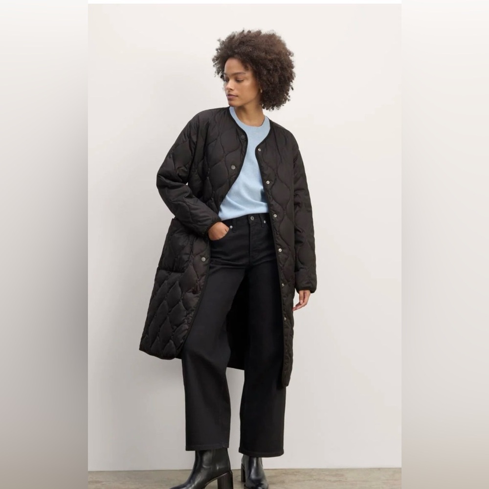 Everlane - THE LONG QUILTED LINER Black Size XXS EUC